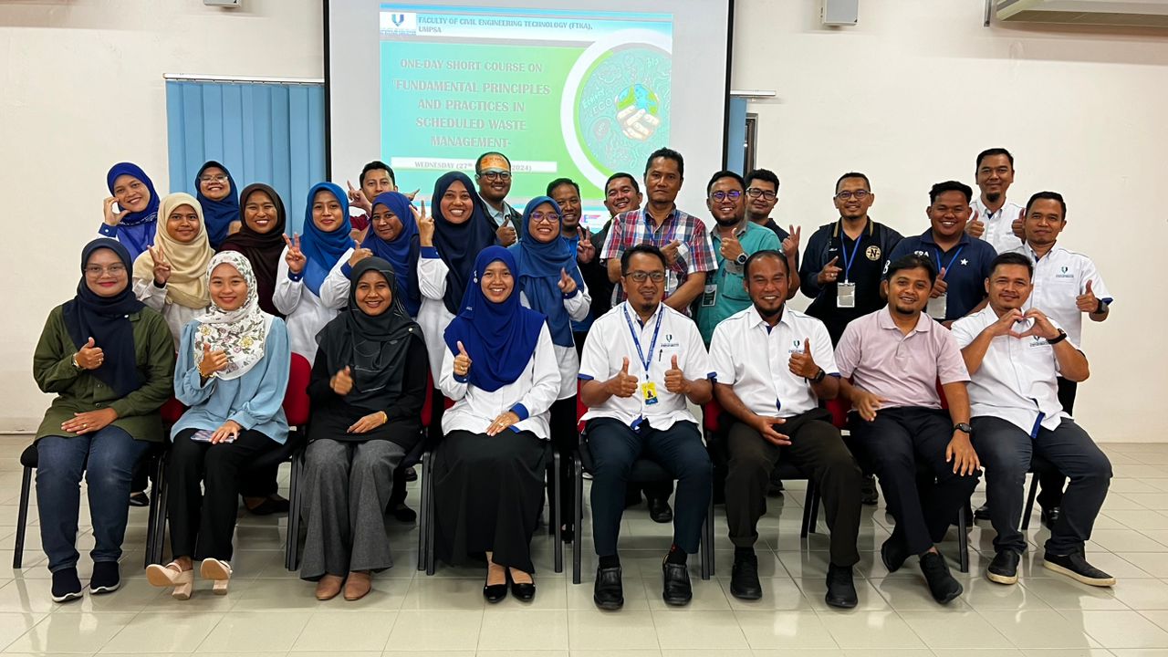 One Day Short Course on Fundamental Principles &amp; Practices in Scheduled Waste Management anjuran Staf Teknikal Fakulti Teknologi Kejuruteraan Awam yang telah diadakan pada 27 November 2024 bertempat di UMPSA Kampus Gambang